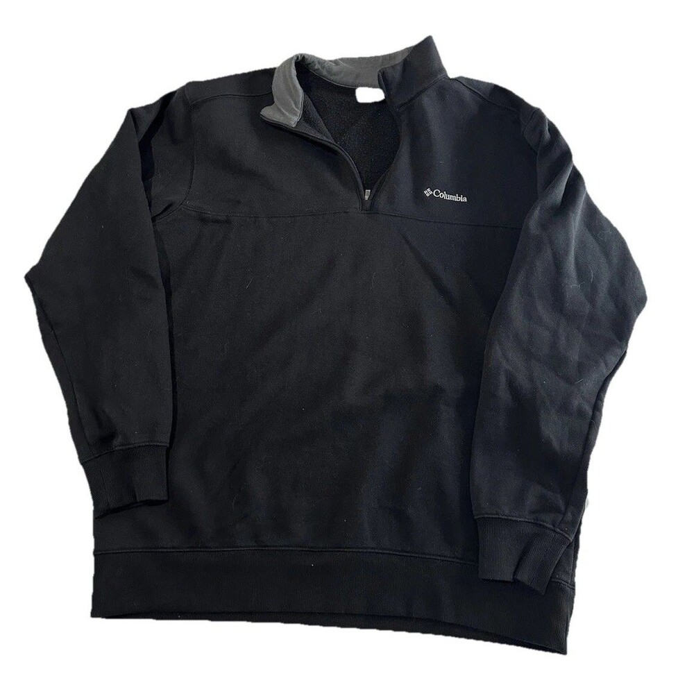 Columbia Quarter Zip Pullover Sweater Mens Large Black Mock Neck Casual
